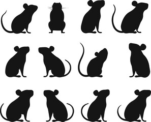Set of a mouse silhouette vector design