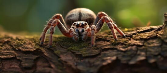 spider on the tree trunk background