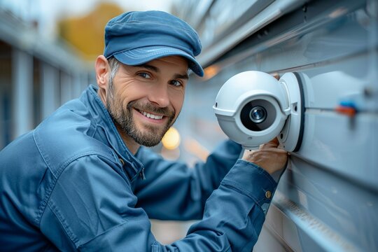 camera security system installer, installing on a home or business