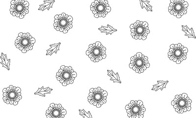 sunflower pattern line art vector background