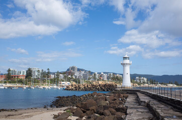 lighthouse at Wollongong Harbour, southern beach, NSW, Australia