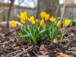 Naklejka premium spring yellow crocuses