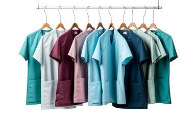A colorful row of shirts hanging on a clothes rack, creating a vibrant display