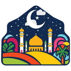 Ramadan Kareem and eid greeting card or banner vector illustration. Islamic greeting cards template.