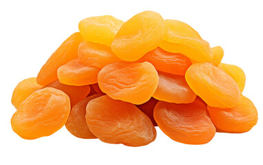 A vibrant pile of orange candies stands out on a pristine white background