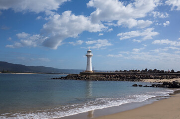 lighthouse at Wollongong Harbour, southern beach, NSW, Australia
