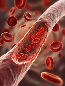 Arterie ge&ouml;ffnet mit fliegenden Blutbl&auml;ttchen