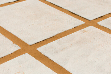 Large White Stone Mosaic Floor Tile Sand Texture Background Diagonal Pattern Lines Stripes
