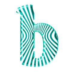 White symbol with turquoise vertical ultra-thin straps. letter b