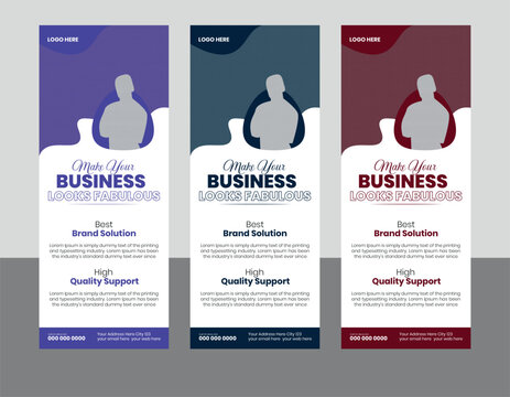 Corporate Unique  Roll Up Banner Template Example Sample, Modern Business Signage Standee X Banner Pop Up Design Download with Abstract Shapes
