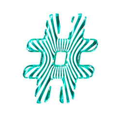 White symbol with turquoise vertical ultra-thin straps