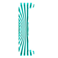White symbol with turquoise vertical ultra-thin straps