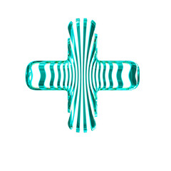 White symbol with turquoise vertical ultra-thin straps