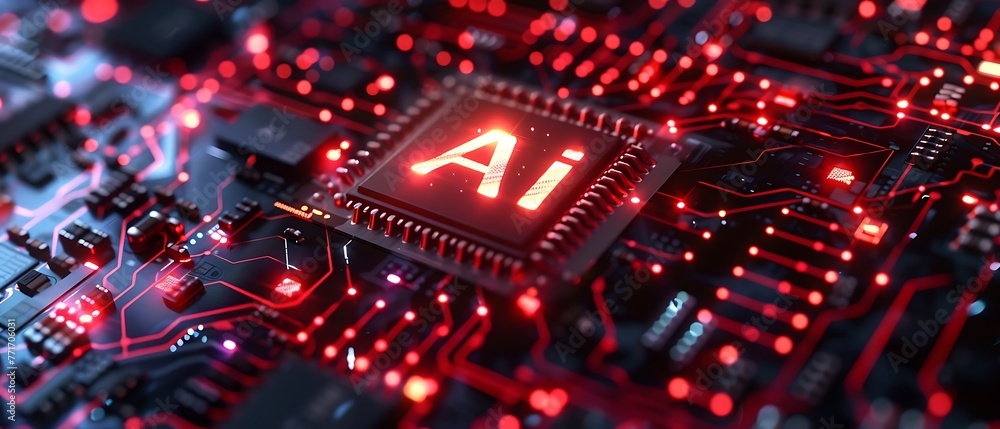 Poster ai (artificial intelligence) concept. big data network connection, data exchange, deep learning, sci