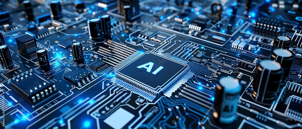 Poster ai (artificial intelligence) concept. big data network connection, data exchange, deep learning, sci