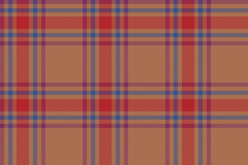 Plaid background, check seamless pattern in red. Vector fabric texture for textile print, wrapping paper, gift card or wallpaper.