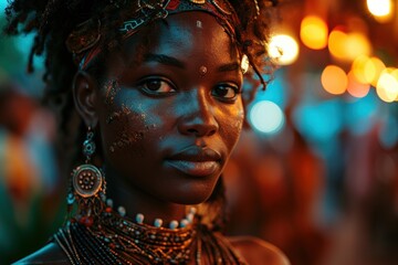 african traditional woman - obrazy, fototapety, plakaty