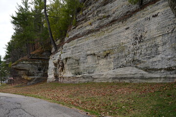 Rock formation on the side of a cliff at Rockbridge, Wisconsin Nature Park.
