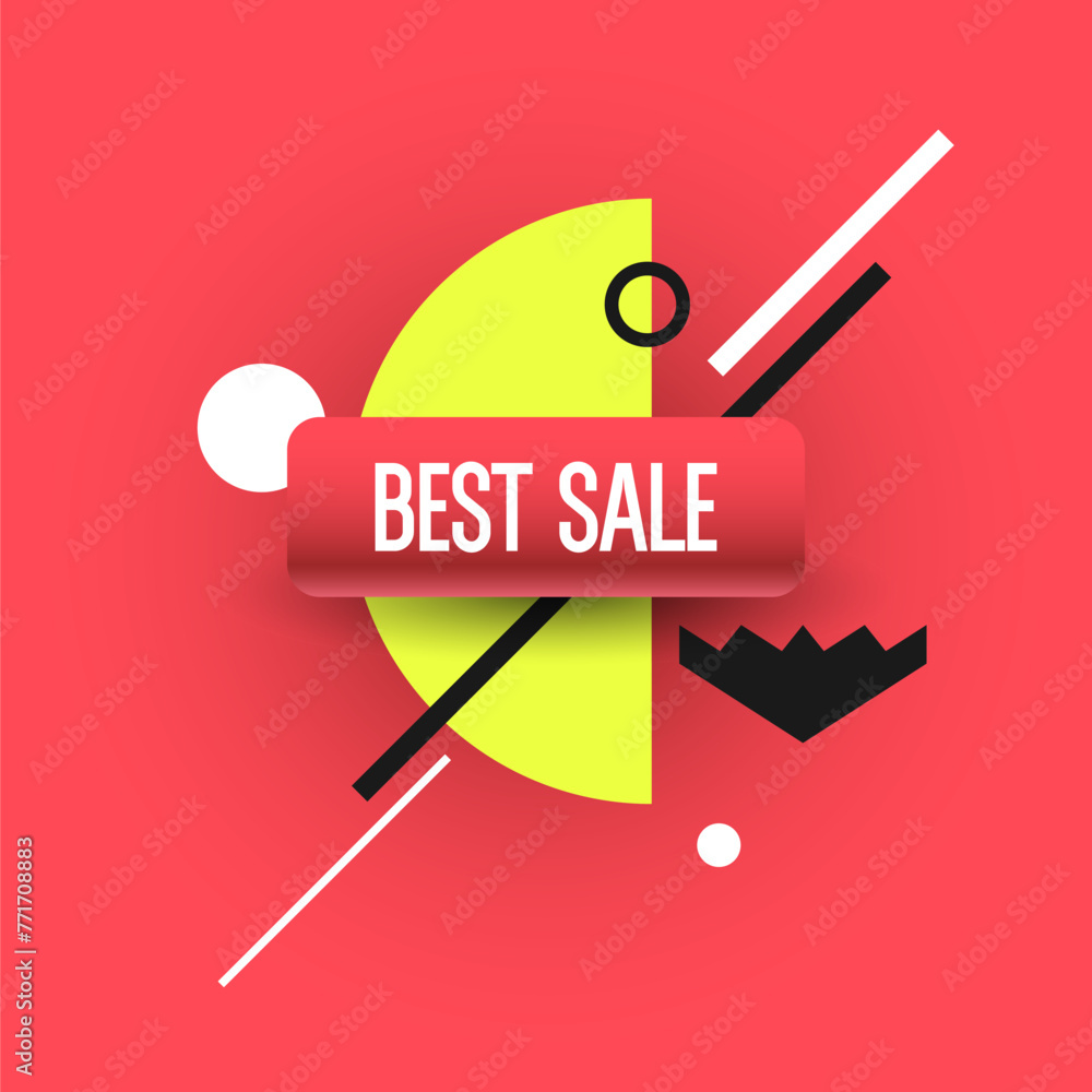 Poster poster sale. bright abstract background with various geometric elements. a composition of various sh
