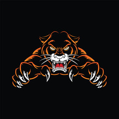 Angry Tiger Mascot, isolated vector logo illustration