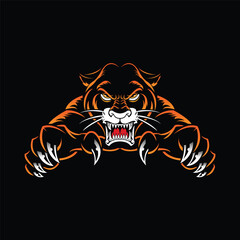Obraz premium Angry Tiger Mascot, isolated vector logo illustration