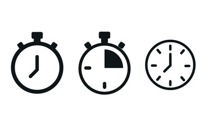 Vector Isolated Time and clock line icons. Set of vector linear icons.