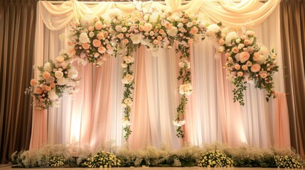 Fototapeta na wymiar wedding backdrop with flower and decoration