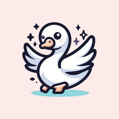 Swan Cute Mascot Logo Illustration Chibi Kawaii is awesome logo, mascot or illustration for your product, company or bussiness