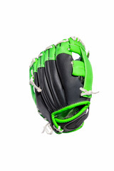 Green and black baseball glove.