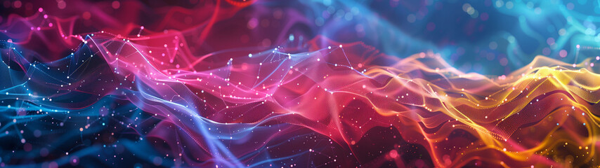 Abstract colorful wafts of mist in wavy shapes, abstract banner created with generative AI...