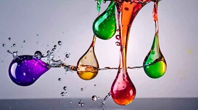 Color paint drops in water clor splash in water drop Colorful ink in water footage