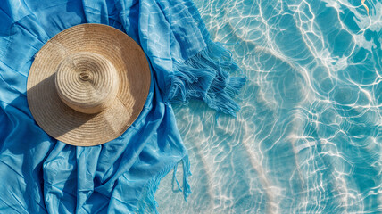 Summer composition with beach accessories on white background - obrazy, fototapety, plakaty