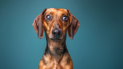 Hund Gesicht Porträt witzig schaut in die Kamera für Poster und Kalender, ai generativ - obrazy, fototapety, plakaty