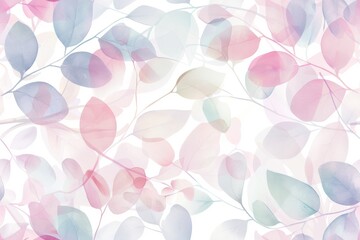 Delicate watercolor foliage in a pastel color palette, ideal for creating a soothing and calming atmosphere for mindfulness apps or wellness spaces. Seamless pattern