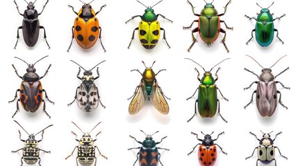 insects set collection. Isolated on white background Generative ai animal - obrazy, fototapety, plakaty