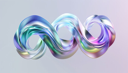 Iridescent 3D Twisted Ribbon Design on a Smooth Gradient Background