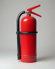 A red fire extinguisher on white isolated background. 3D illustration.
