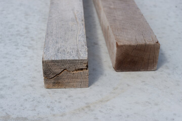 lengths of wood on concrete slabs