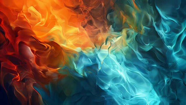 abstract background with fire flames in blue, orange and yellow colors