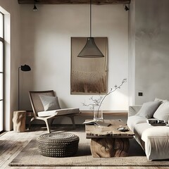Industrial home interior design of modern living room.