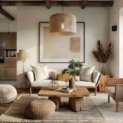 Industrial home interior design of modern living room.