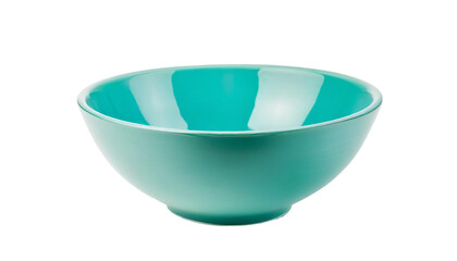 Empty aqua color bowl, isolated on transparent background.
