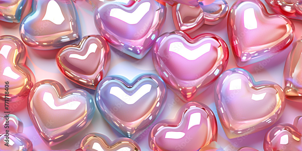 Poster abstract background with hearts. 3d rendering. ai.