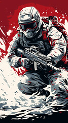 Soldier in Combat Gear Illustration

