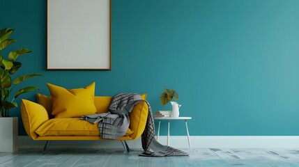 Industrial home interior design of modern living room.