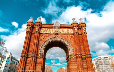 The Triumphal Arch of Barcelona, Catalonia, Spain - obrazy, fototapety, plakaty