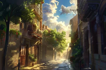  : A street in the city, with sunlight and shadows changing as clouds pass overhead © crescent