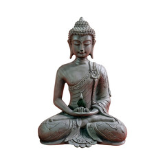 Wooden buddha statue isolated on transparent background