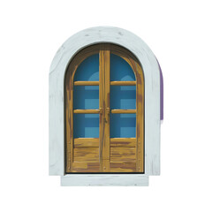 Obraz premium Wooden window cut out png isolated on transparent background