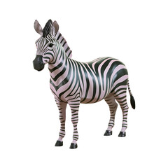Zebra zebra with black and white stripes isolated on transparent background